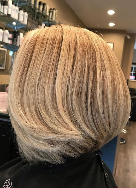 50+ Haircut & Hairstyles for Women Over 50 : Side Part Bob Haircut