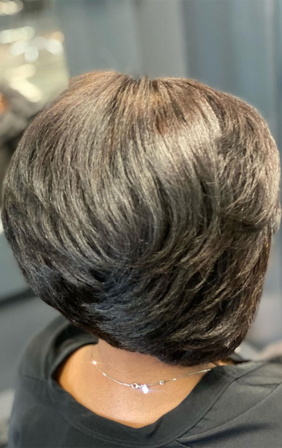 50+ Haircut & Hairstyles for Women Over 50 : Layered Bob and Rollerwrap
