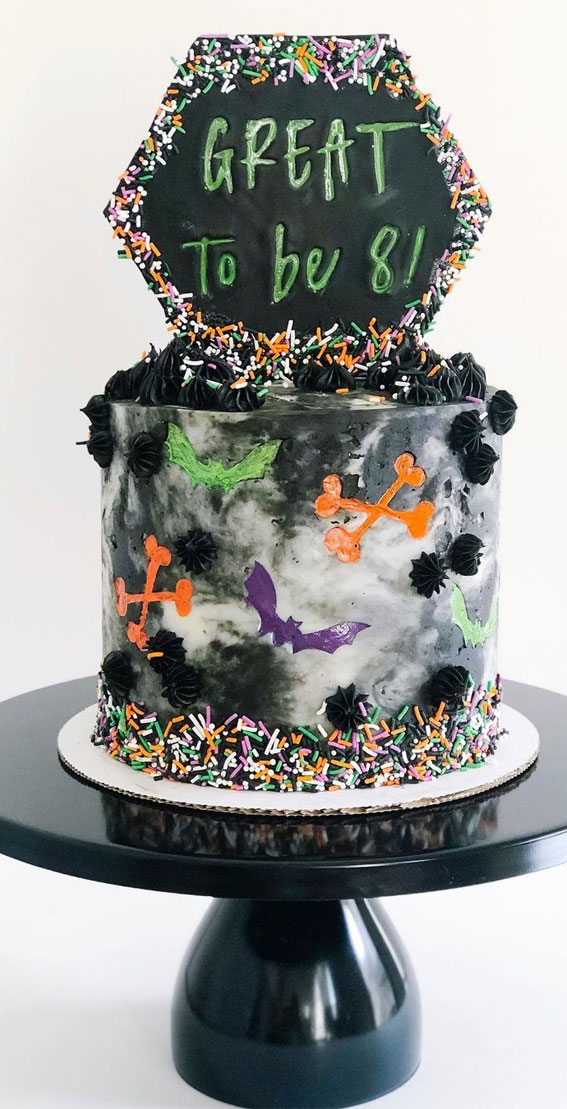 100+ Cute Halloween Cake Ideas : Plaque Cake Topper
