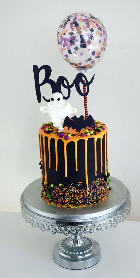 100+ Cute Halloween Cake Ideas : Meringue ghost + Ballon