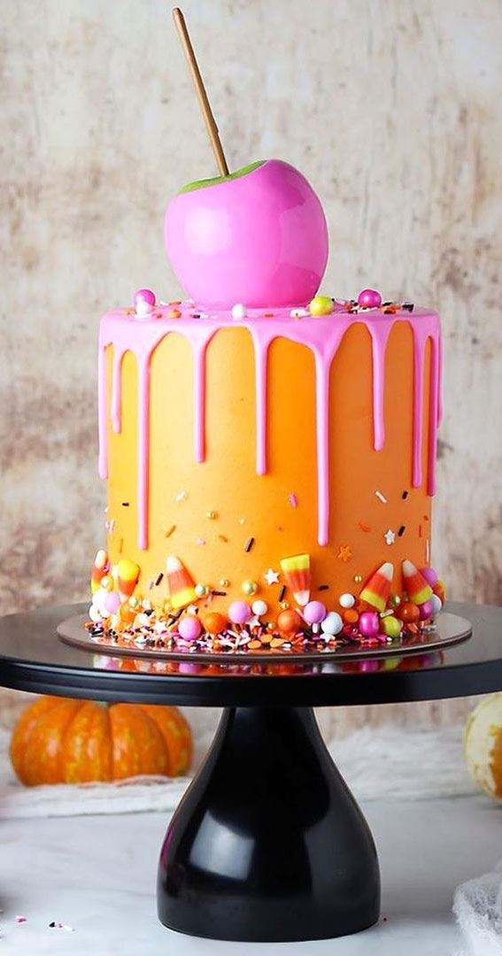100+ Cute Halloween Cake Ideas : Orange buttercream cake