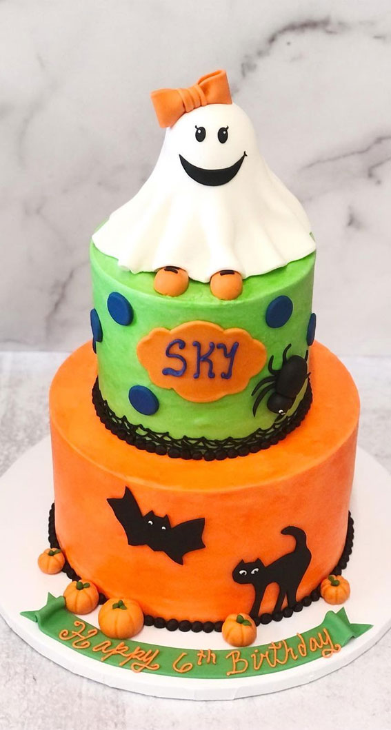100+ Cute Halloween Cake Ideas : Friendly Ghost Cake Topper
