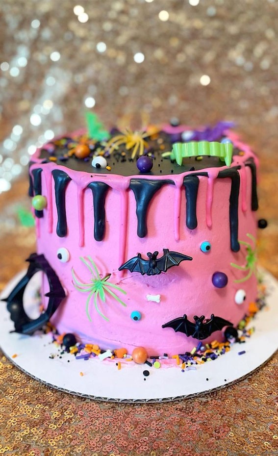 100+ Cute Halloween Cake Ideas : Barbie Pink Cake with Chocolate Drips