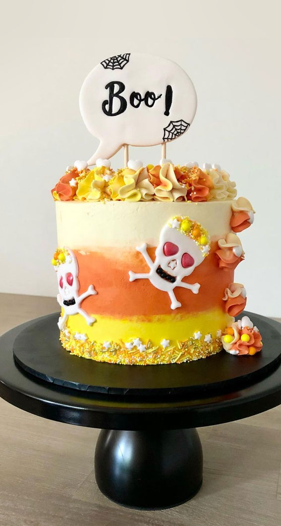 100+ Cute Halloween Cake Ideas : Three-Toned Cake