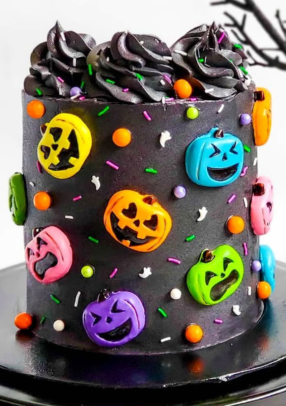 100+ Cute Halloween Cake Ideas : Colourful Sugar Pumpkins