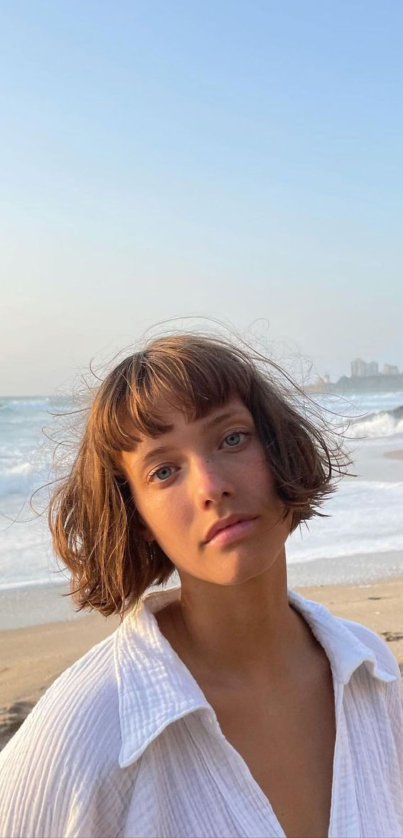50 Best Short Hair with Bangs : French Bob Summer Vibes