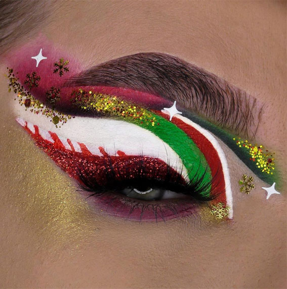20+ Christmas & Holidays Makeup Ideas : Green, Red and Gold Layers