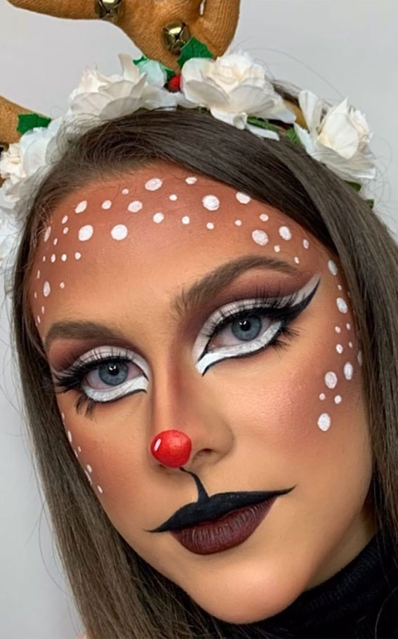 20+ Christmas & Holidays Makeup Ideas : Christmas Rudolph Makeup Look