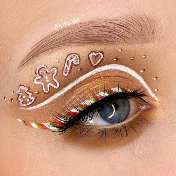 20+ Christmas & Holidays Makeup Ideas : Gingerbread & Candy Cane