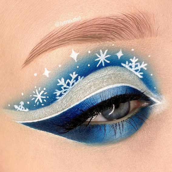 20+ Christmas & Holidays Makeup Ideas : Snowflake, Silver & Blue