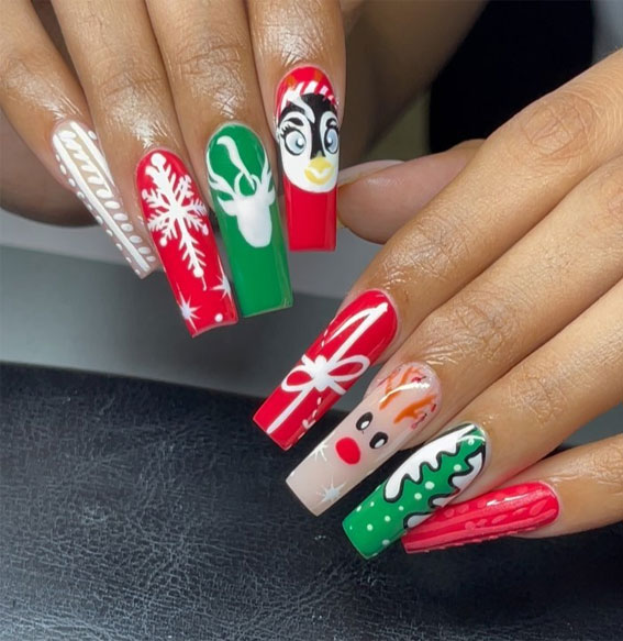 50+ Festive Acrylic Christmas Nails 2023  Plaid nails, Christmas nails  easy, Xmas nails