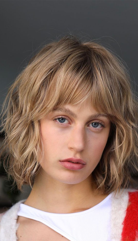 Image of Cropped shag with side-swept bangs