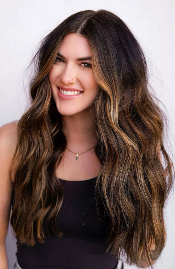 50+ Trendy Hair Colour For Every Women : Caramel Brunette Balayage