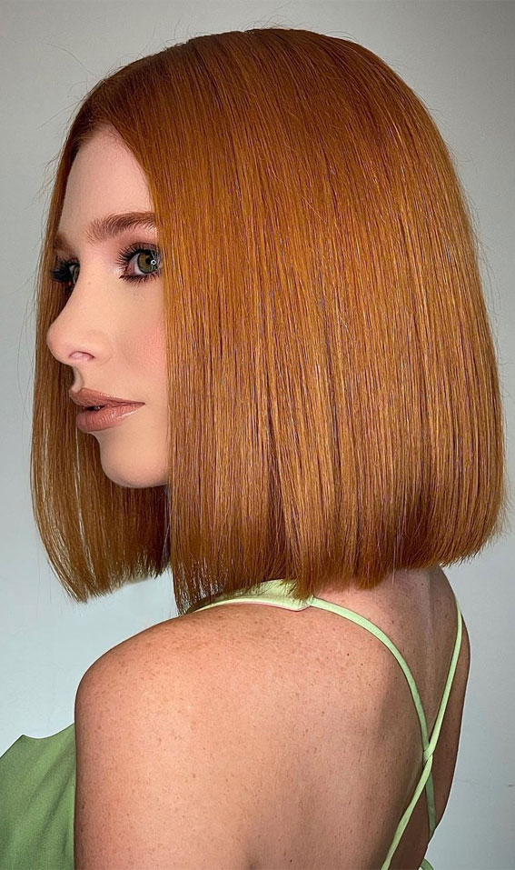 50+ Trendy Hair Colour For Every Women : Maple Syrup Long Bob