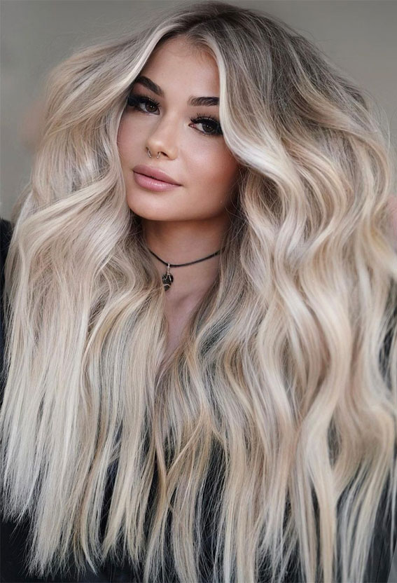 50+ Trendy Hair Colour For Every Women : Blonde with Highlights + Ombre Roots