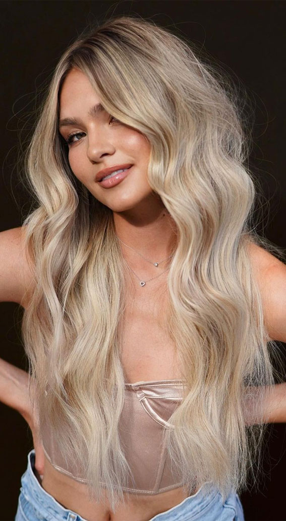 50+ Trendy Hair Colour For Every Women : Mermaid Beige Blonde Balayage