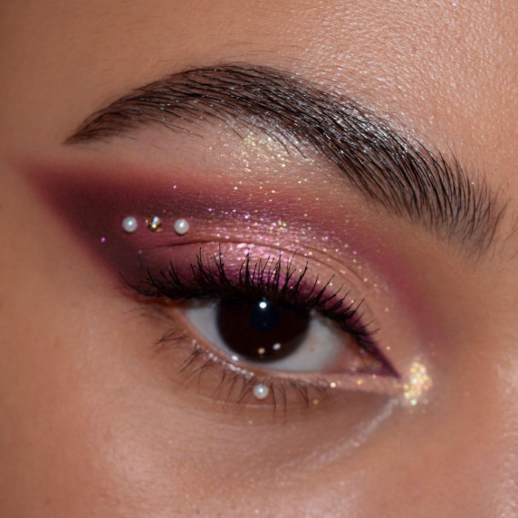 20+ Christmas & Holidays Makeup Ideas : Pink Milky Way & Pearls