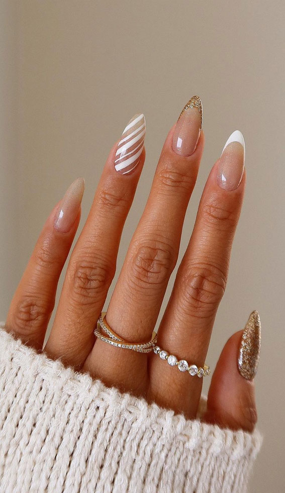 45 Beautiful Festive Nails To Merry The Season : Shimmery Sheer Nails