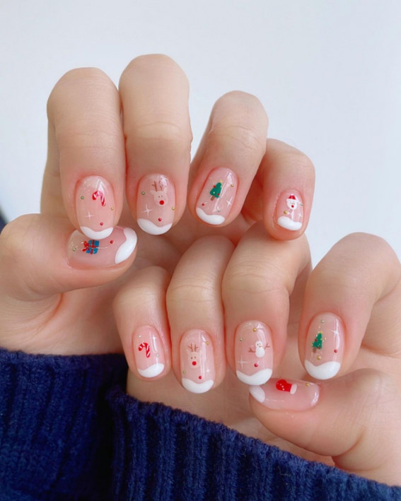 50+ Christmas & Holiday Nails For A Festive Look : Unusual White Tip Christmas Nails
