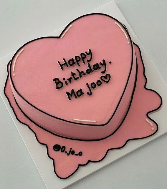 30+ Cute Comic Cakes For Cartoon Lovers : Pink Heart-Shaped Cake