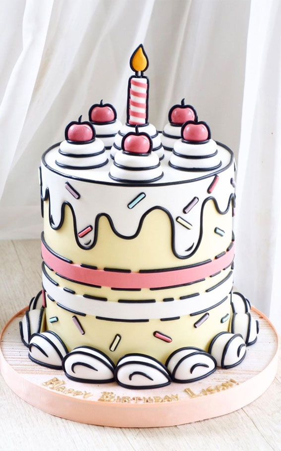 30+ Cute Comic Cakes For Cartoon Lovers : Pastel Comic Cake + Sprinkles