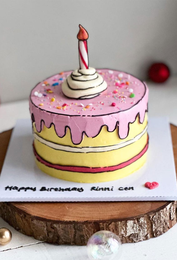 30+ Cute Comic Cakes For Cartoon Lovers : Comic Cake Topped with Sprinkles