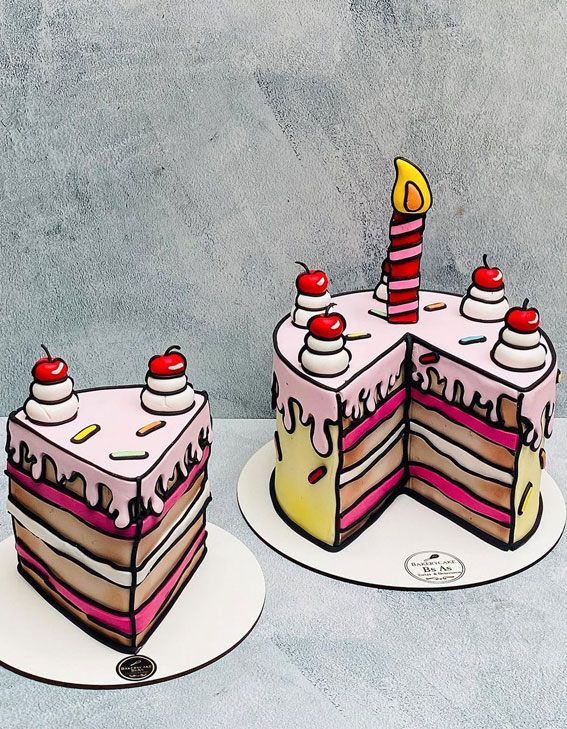 30+ Cute Comic Cakes For Cartoon Lovers : Ombre Yellow and Pink Cake