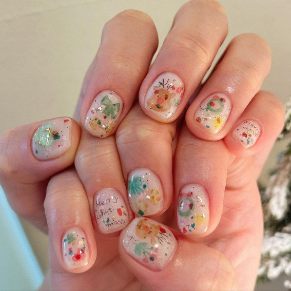 50+ Christmas & Holiday Nails For A Festive Look : Cute Mix n Match Christmas Nails