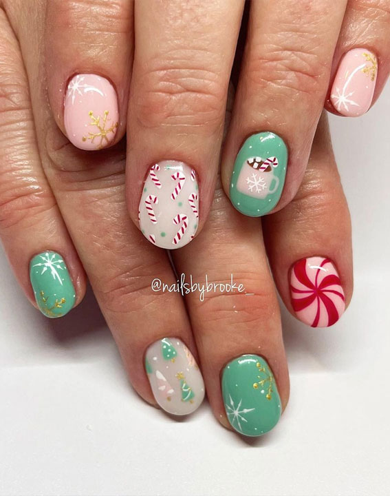 45 Beautiful Festive Nails To Merry The Season : Mini marshmallows