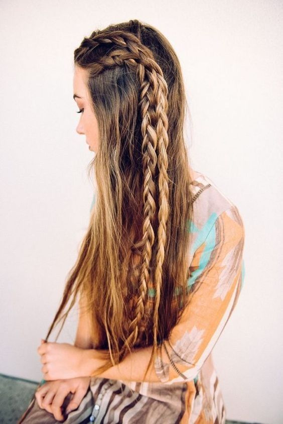 50+ Braided Hairstyles To Try Right Now : Braided Hair Down for Long Hair
