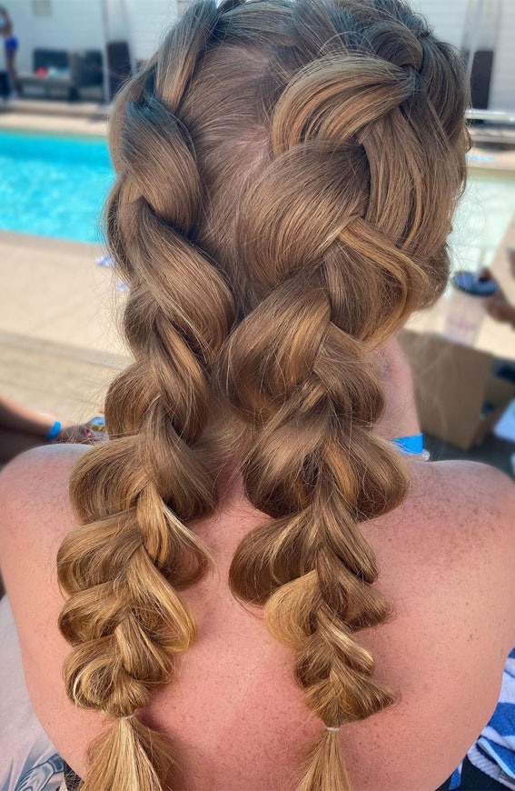 50+ Braided Hairstyles To Try Right Now : Boho Pancake Dutch Braids