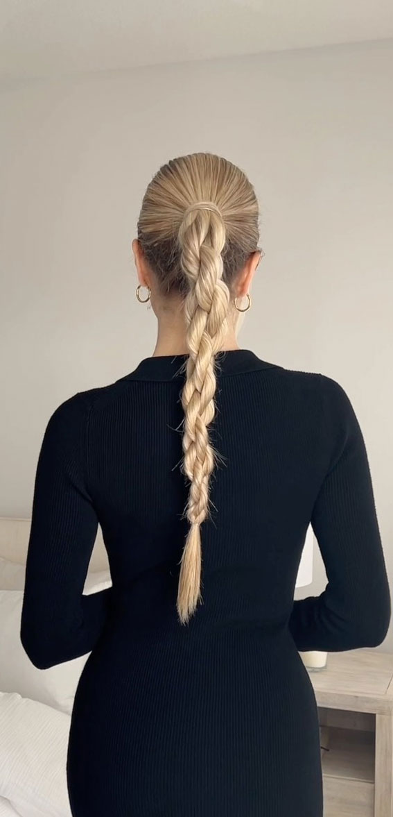 50+ Braided Hairstyles To Try Right Now : Rope Braided Ponytail