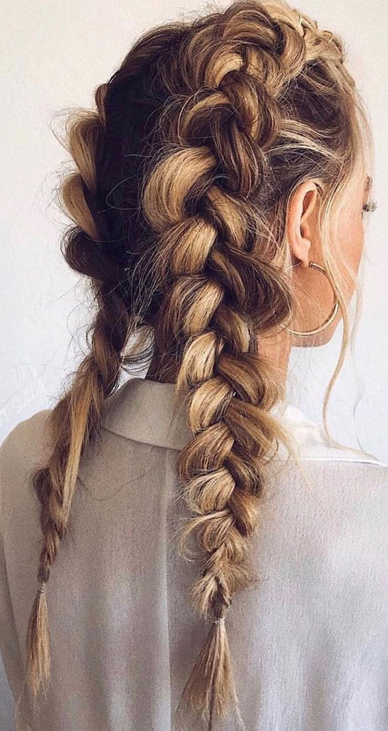 50+ Braided Hairstyles To Try Right Now : Cute Pancake Dutch Braids