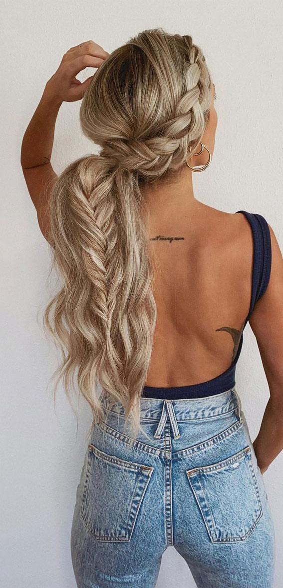 50+ Braided Hairstyles To Try Right Now : Dutch Braid + Fishtail + Ponytail