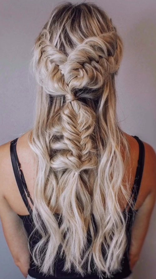 50+ Braided Hairstyles To Try Right Now : Boho Fishtail Braids