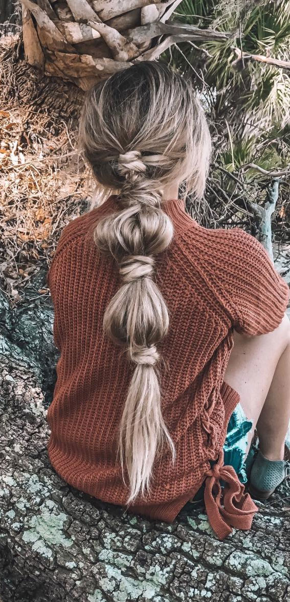 50+ Braided Hairstyles To Try Right Now : Boho Bubble Braid Pony