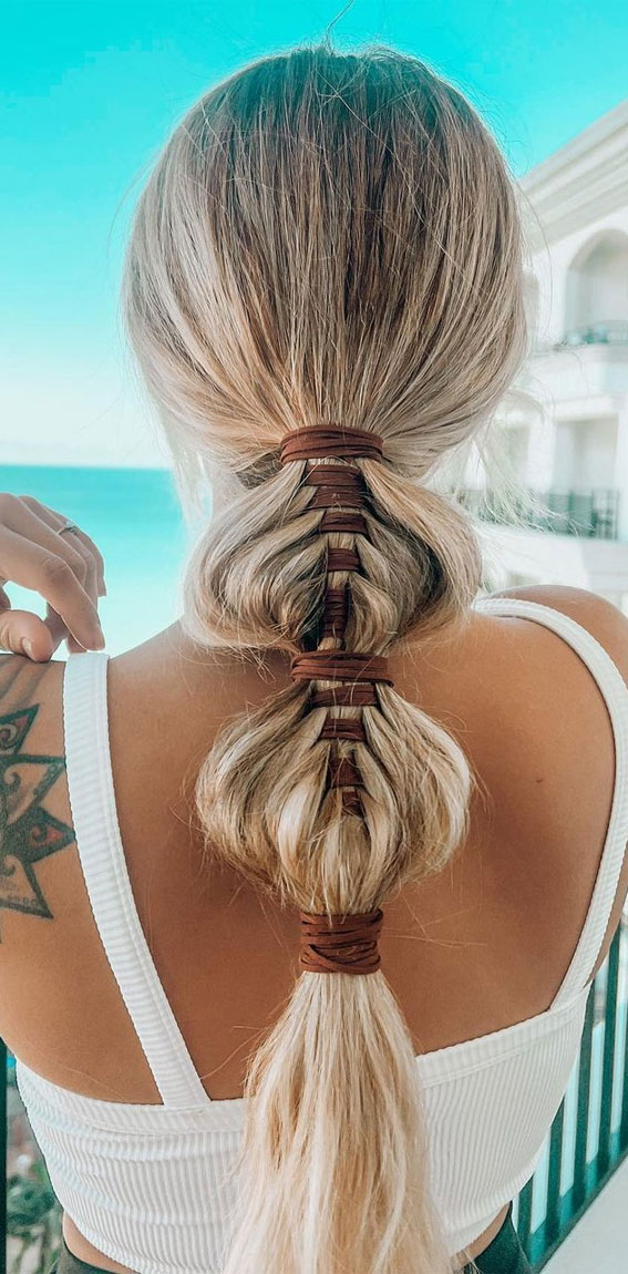 50+ Cute Hairstyles For Any Occasion : Leather in Braid