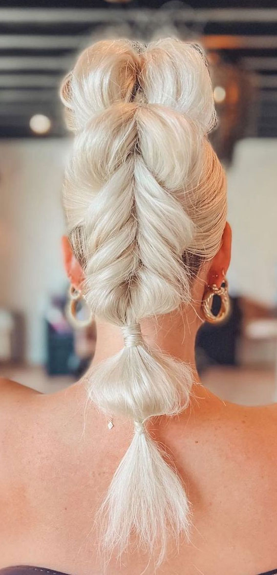 50+ Cute Hairstyles For Any Occasion : Pearly Chunky Pull Through Braid