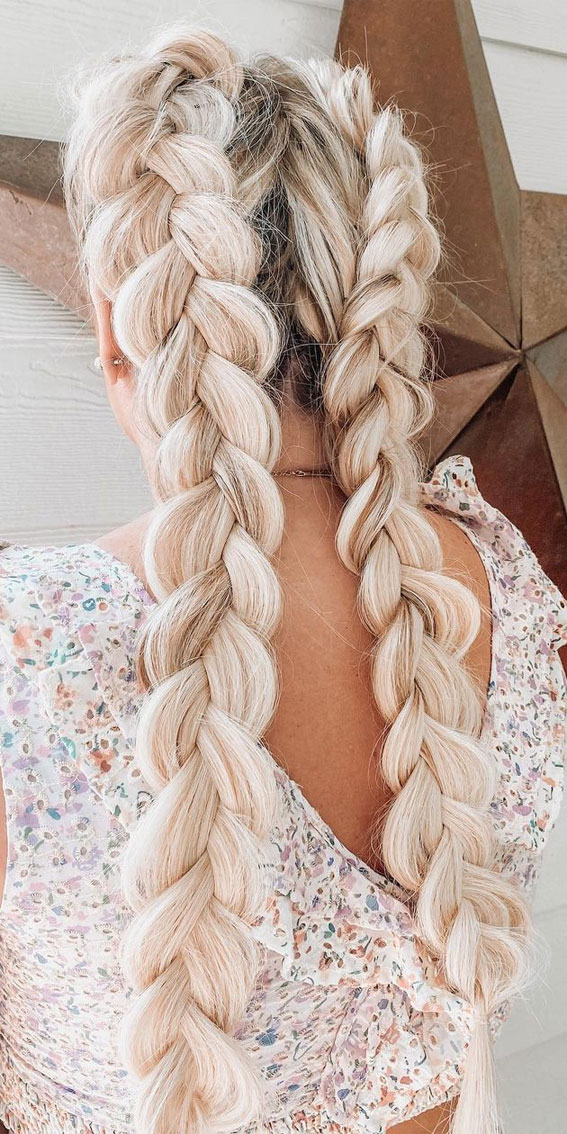 50+ Cute Hairstyles For Any Occasion : Blonde Chunky Dutch Braids