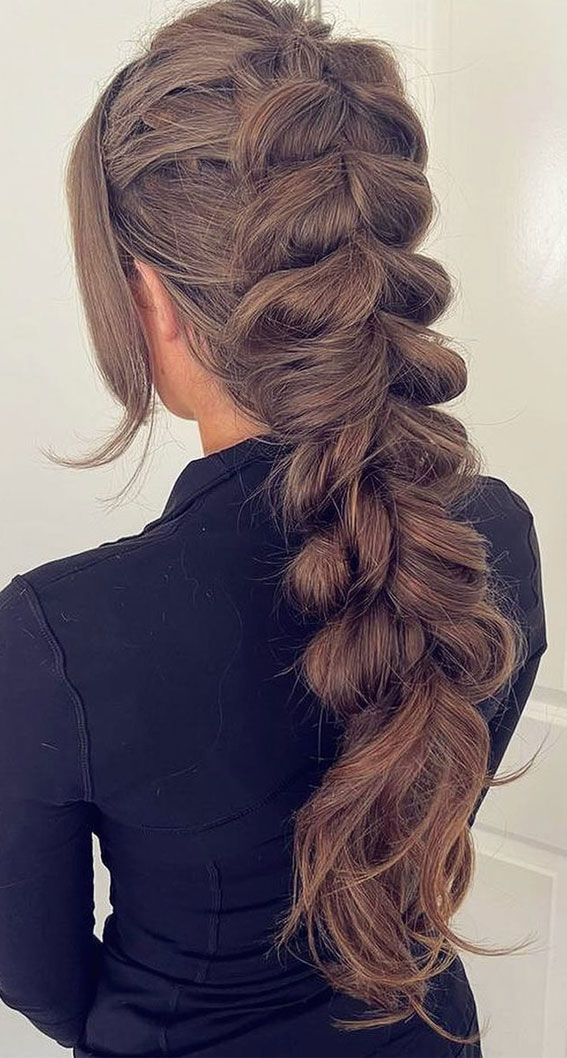 50+ Cute Hairstyles For Any Occasion : Chunky Pull Through Bubble Braid