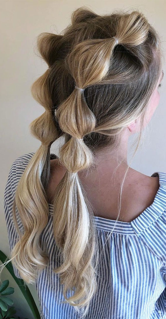 50+ Cute Hairstyles For Any Occasion : Bubble Braid Pigtails