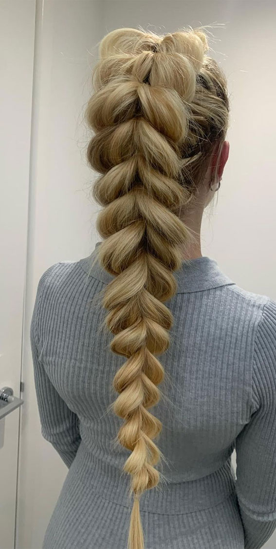 50+ Cute Hairstyles For Any Occasion : Pull-Through Chunky Braid Tail