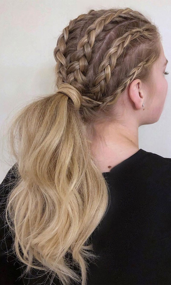 50+ Cute Hairstyles For Any Occasion : Six Strand Woven Braided Pony