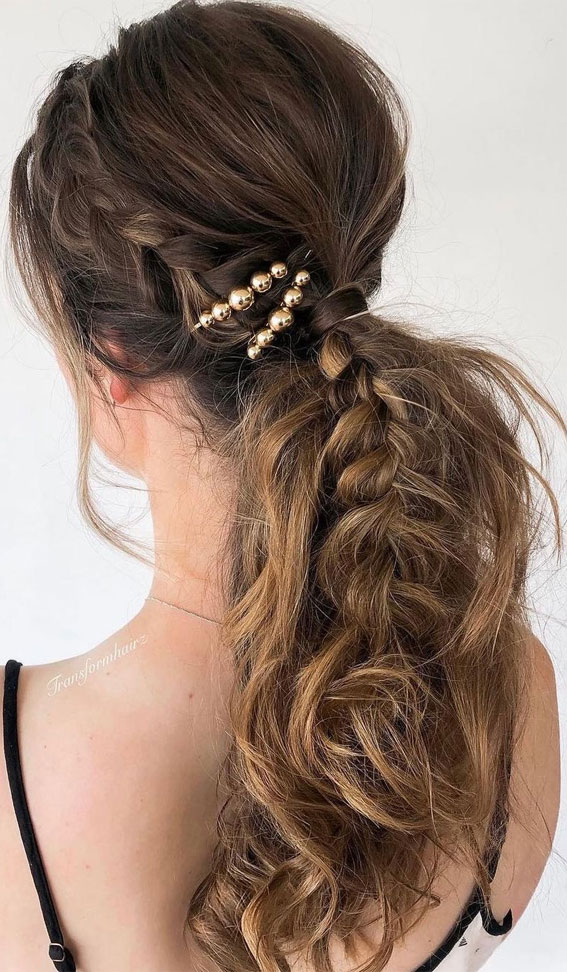 50+ Cute Hairstyles For Any Occasion : Braided Texture Ponytail
