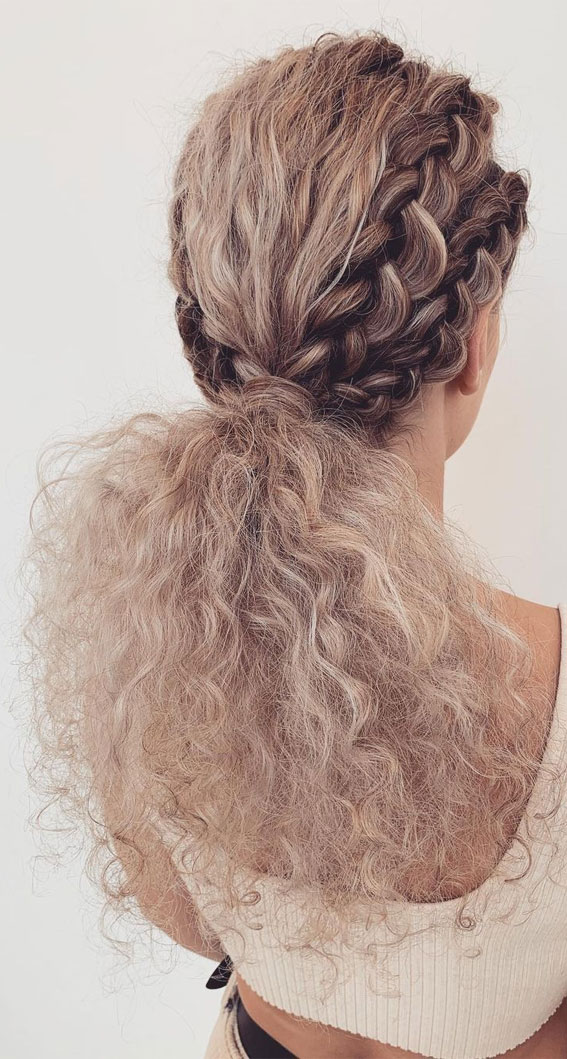 50+ Cute Hairstyles For Any Occasion : Braided Ponytail Curly Hair
