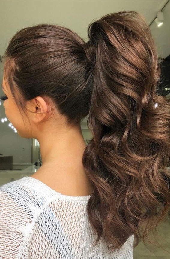 50+ Cute Hairstyles For Any Occasion : Brunette Volume Pony
