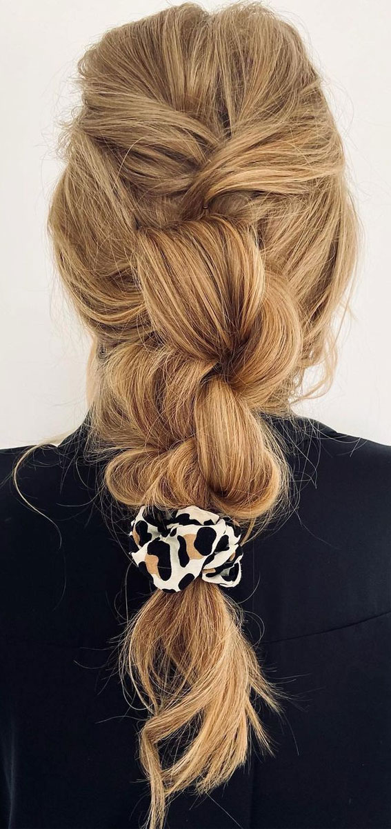 knotted ponytail, ponytail, braid hairstyle, summer hairstyle