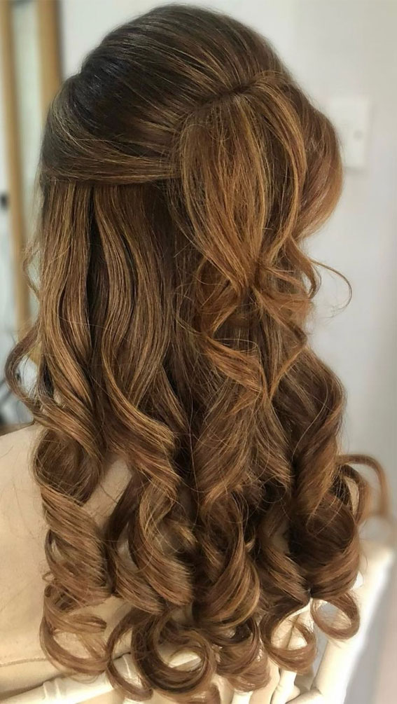 45 Half Up Half Down Prom Hairstyles : Soft Curl Reverse Half Up
