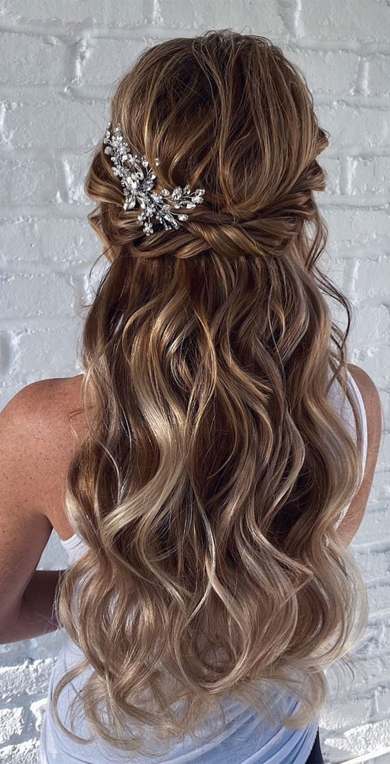 45 Half Up Half Down Prom Hairstyles : Soft Curl Twisted Half Up