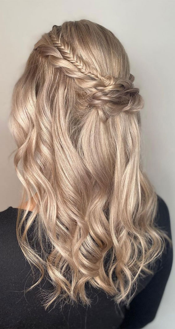 45 Half Up Half Down Prom Hairstyles : Small Fishtail + Twisted Half Up